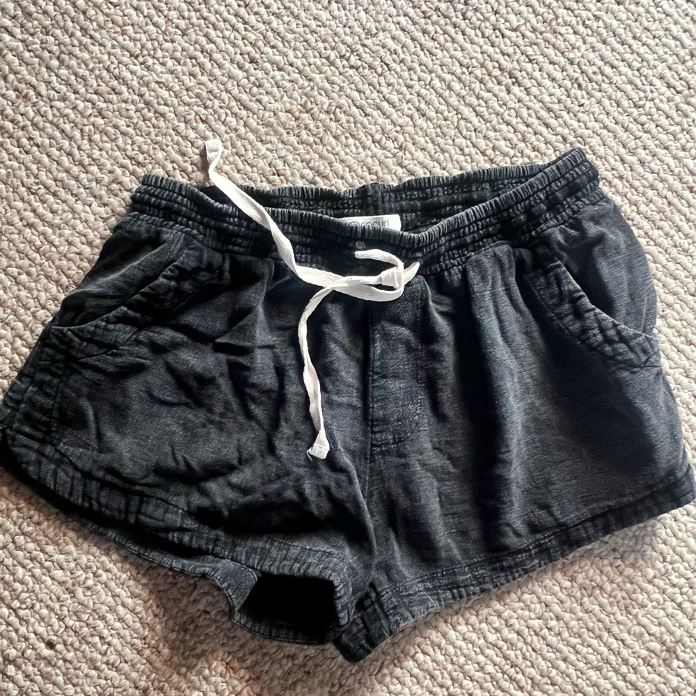 Rip Curl Black Athletic Drawstring Shorts with White Tie
